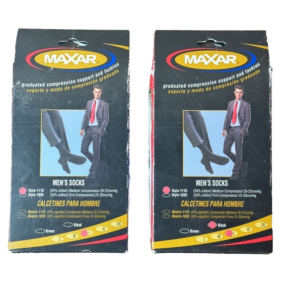 Haggar Other - (2) Men's Compression Support Socks Size Large Trouser Black Medium Compression